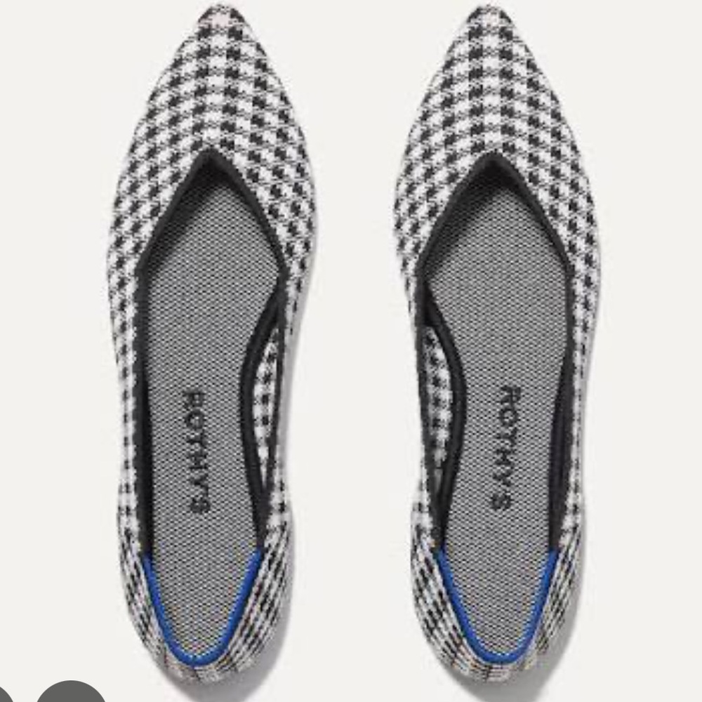 NEW Rothy's the Point in picnic Houndstooth Black and White check size 7.5